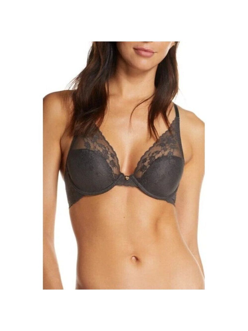 Natori "cherry blossom" convertible bra lace underwire gray BNWOT